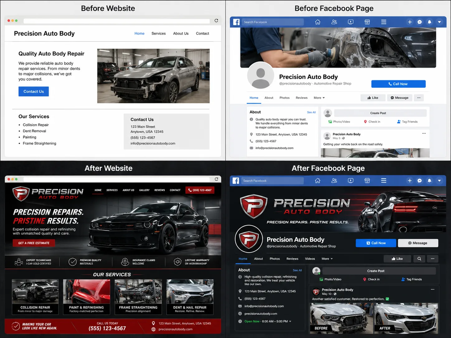 Example auto body homepage mockup by Camarca Digital Designs
