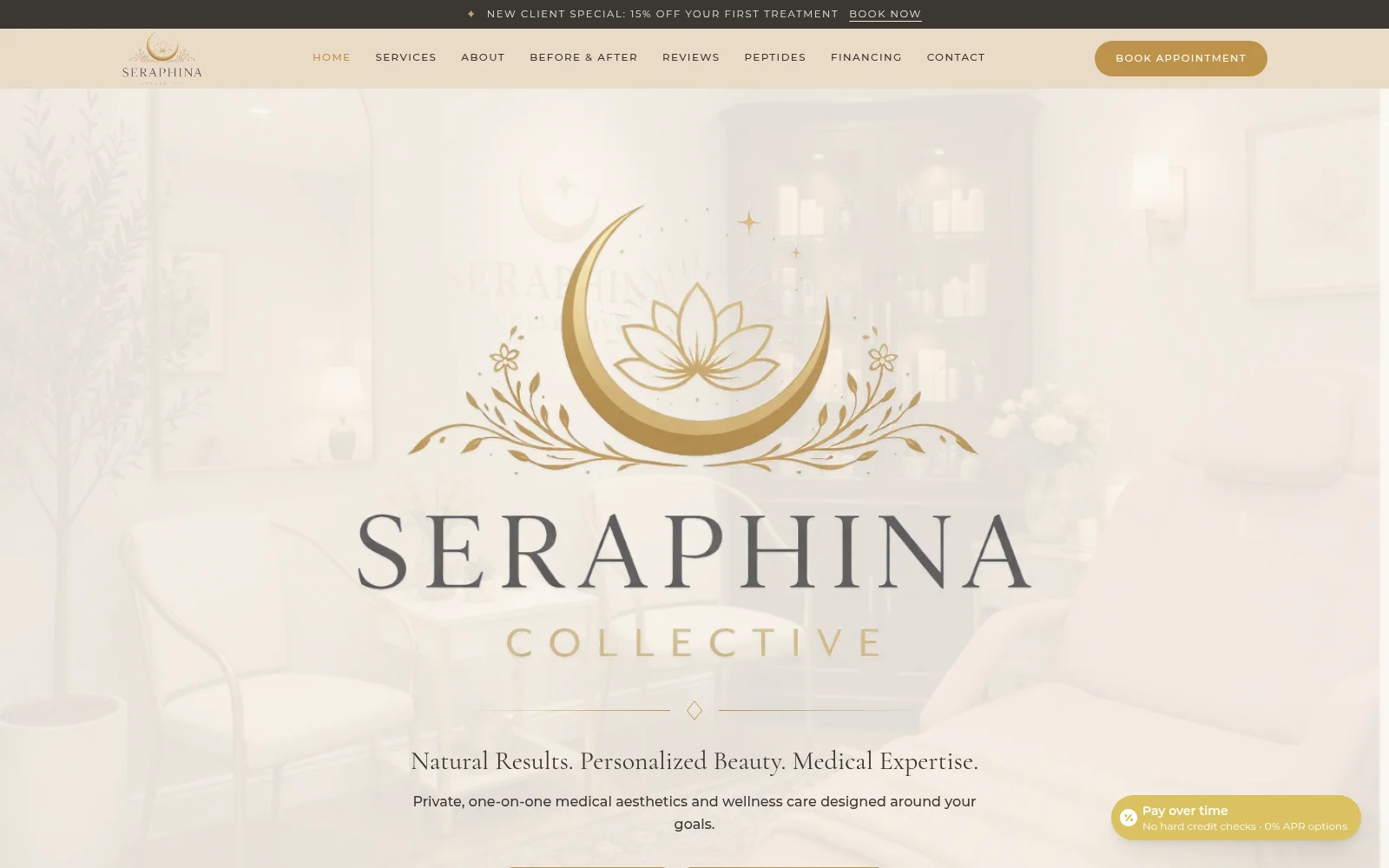 Seraphina Collective medical aesthetics website designed by Camarca Digital Designs