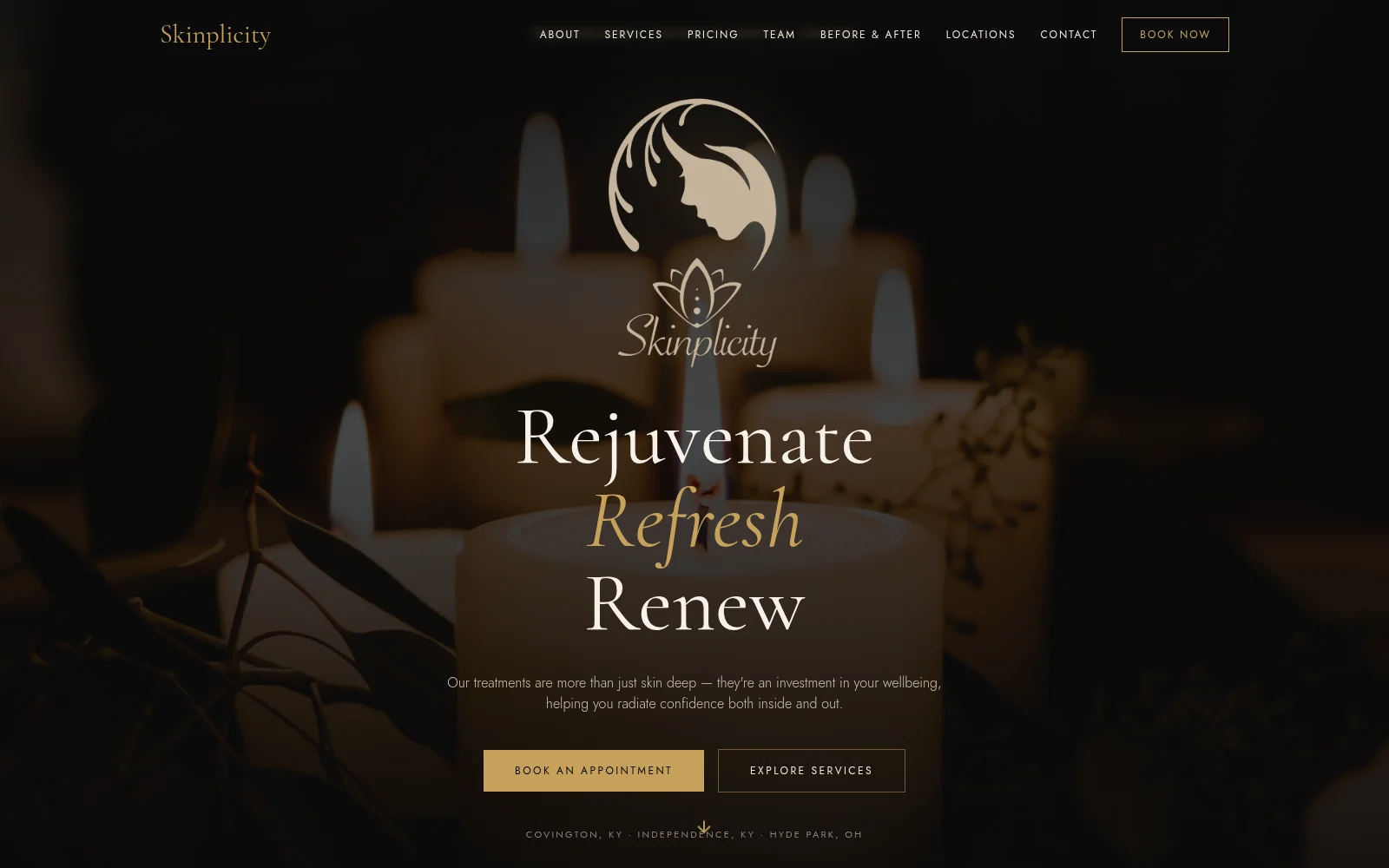 Skinplicity Wellness aesthetic medical center website designed by Camarca Digital Designs