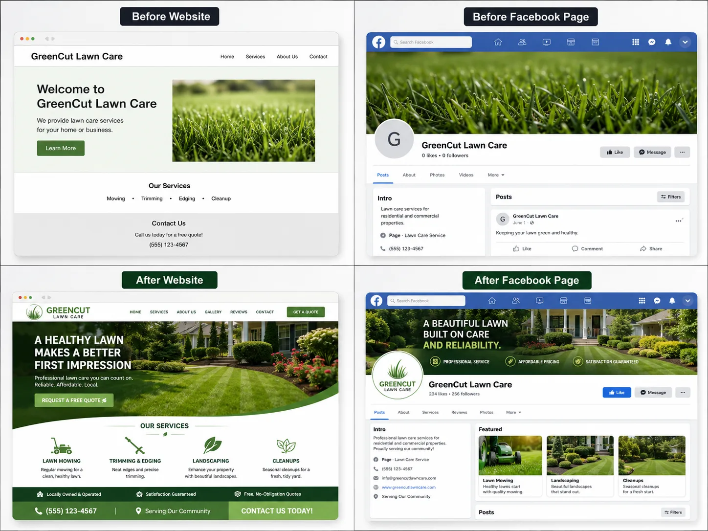 Lawn care business website design concept