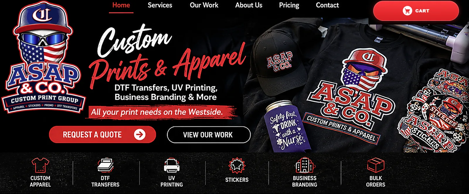 ASAP & CO. Custom Print Group homepage designed by Camarca Digital Designs