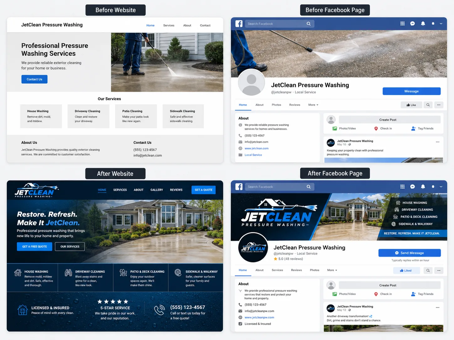 Pressure washing website design concept